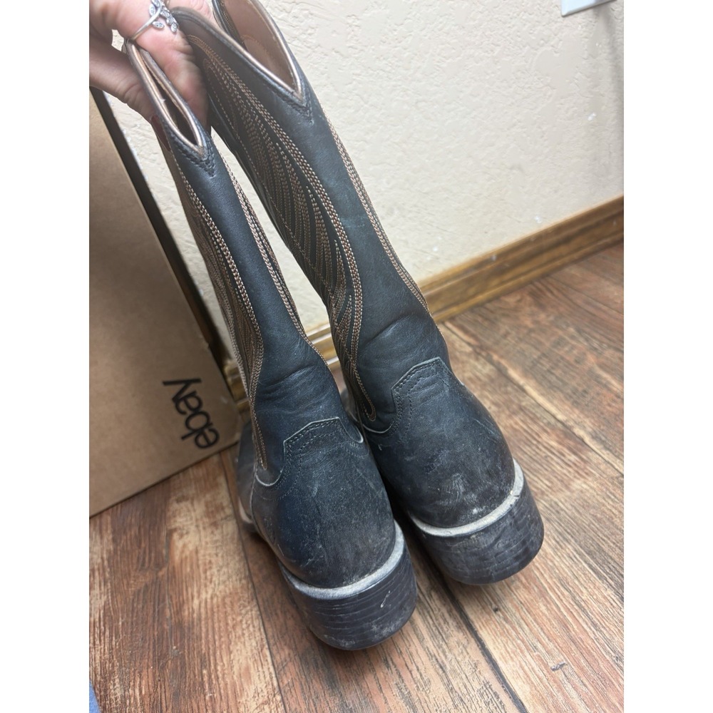 Ariat Western Boot Mens Round Up Boot Black Leather 10B - Picture 6 of 7